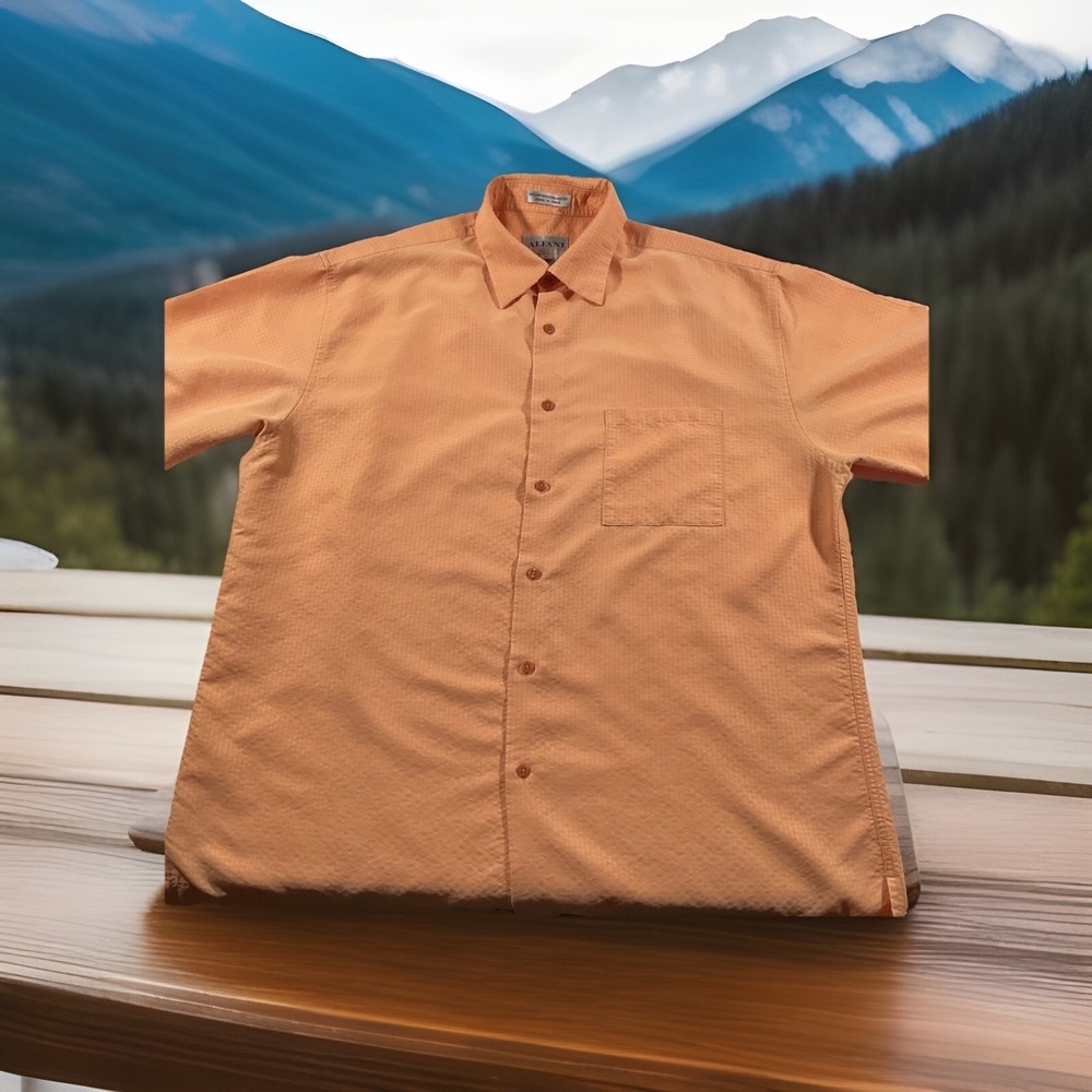ALFANI Men's Orange Button-Up Causual Shirt - L. F13